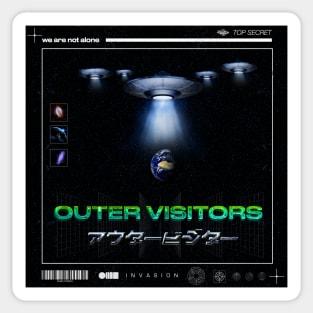 Space Alien UFO World Invasion Sticker